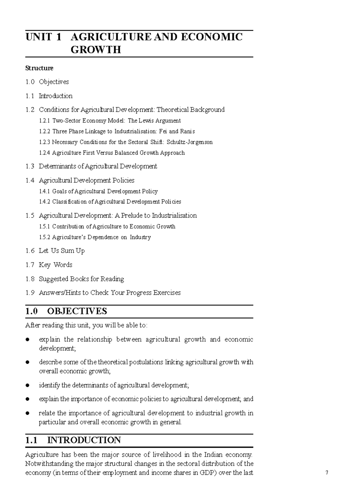 Agriculture and economic growth in India - UNIT 1 AGRICULTURE AND ...