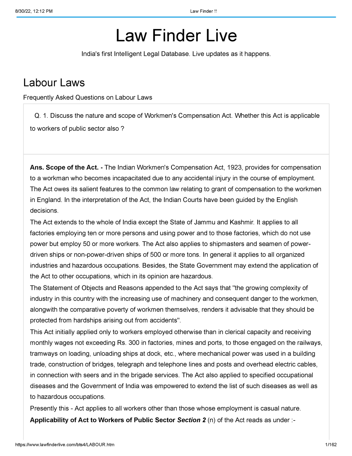 Labour LAW Notes 2022 - Xyz - Labour Laws Frequently Asked Questions On ...