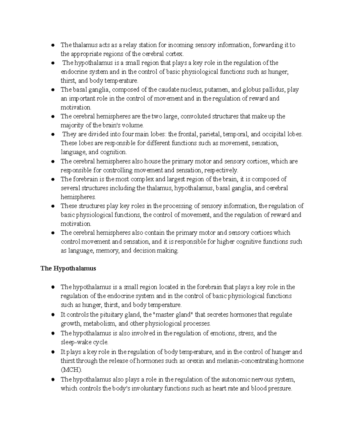 Psych 100 psychology notes (1)10 The thalamus acts as a relay