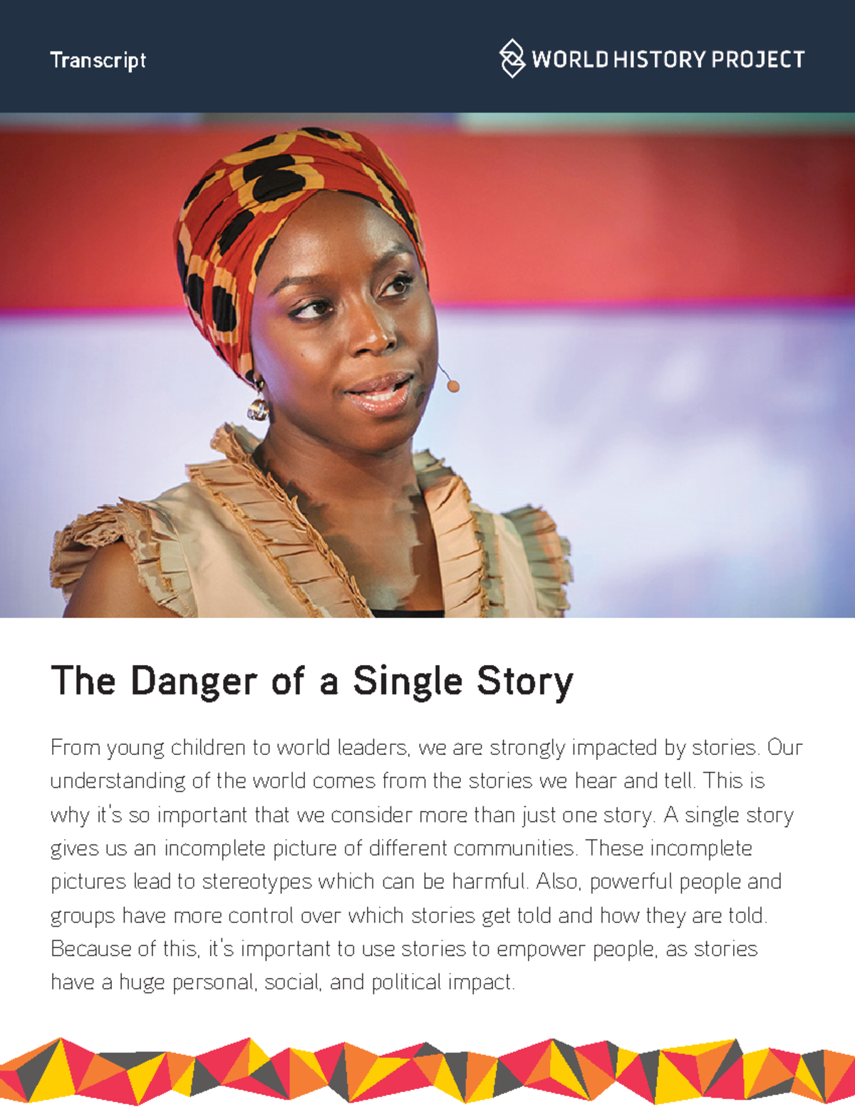 Ted danger of a single story chimamanda adichie the danger of a