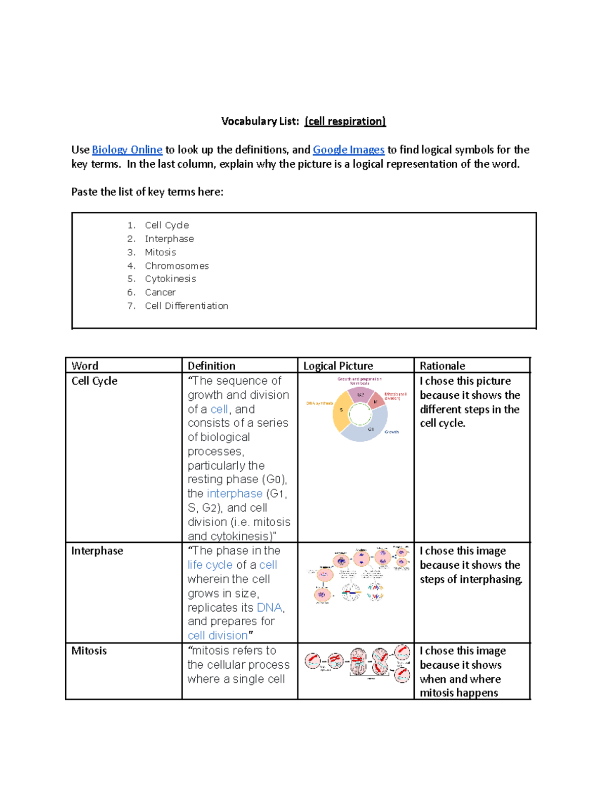 Biology Scientific Vocabulary List Observation Experiment Constant