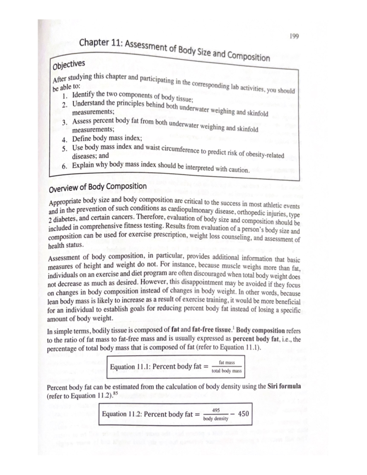 Chapter 11 Assessment of Body Size and Composition - ESS 3117 - Studocu