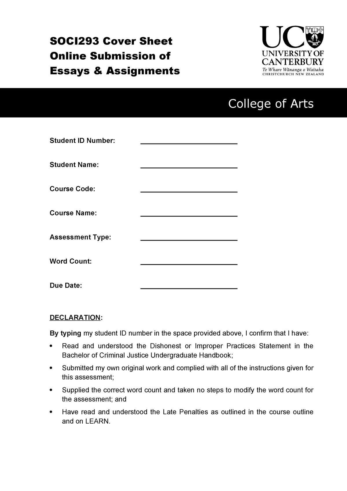 dcu coursework submission cover sheet