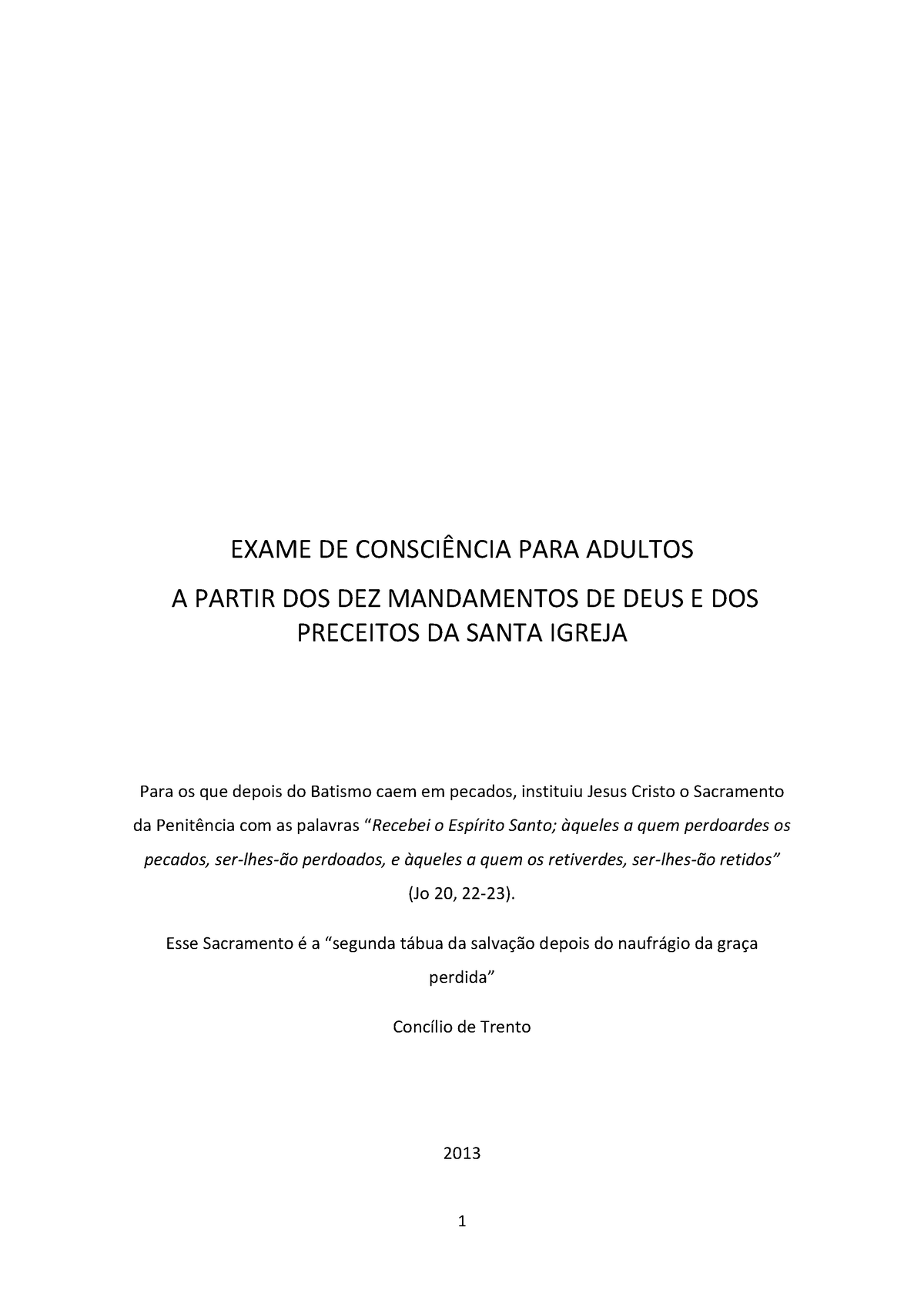 Exame De Consciência - EXAME DE CONSCI NCIA PARA ADULTOS A PARTIR DOS ...