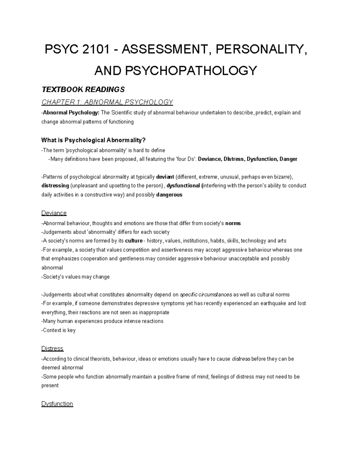 PSYC 2101 - Textbook Chapter Reading 1 - PSYC 2101 - ASSESSMENT ...