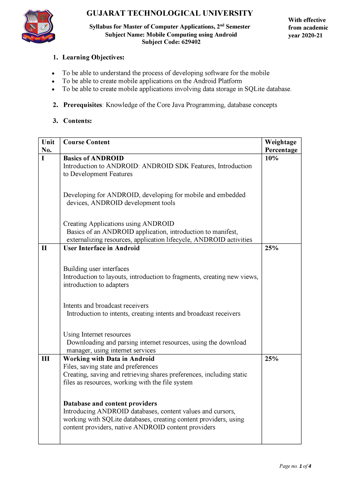 android-syllabus-for-master-of-computer-applications-2nd-semester