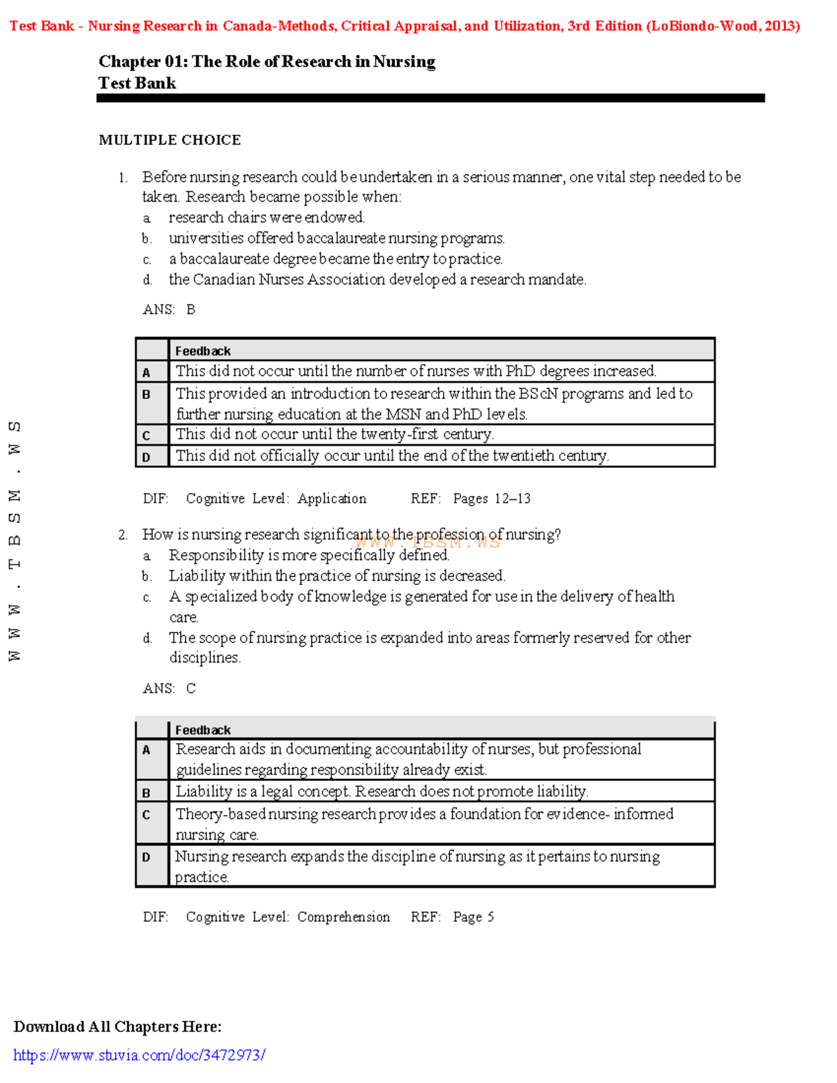 understanding nursing research test bank