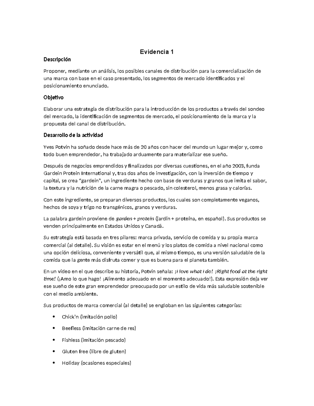 Semana 2 Canales de distribución - Evidencia 1 Descripción Proponer ...
