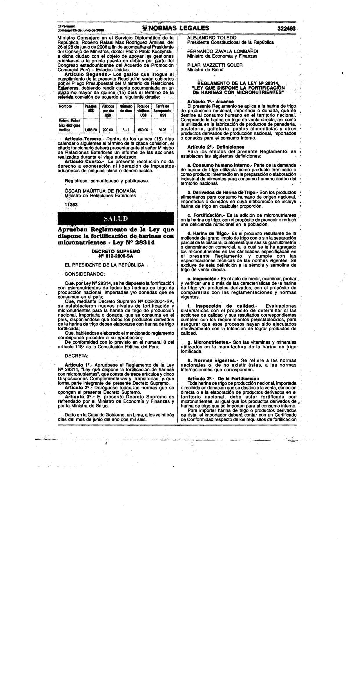 Decreto Supremo No. 012-2006-SA - El Peruano de junio de 2006 NORMAS ...