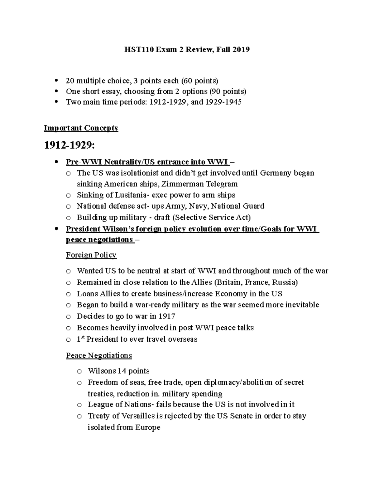 HST110 Exam 2 Review - HST110 Exam 2 Review, Fall 2019 20 multiple ...