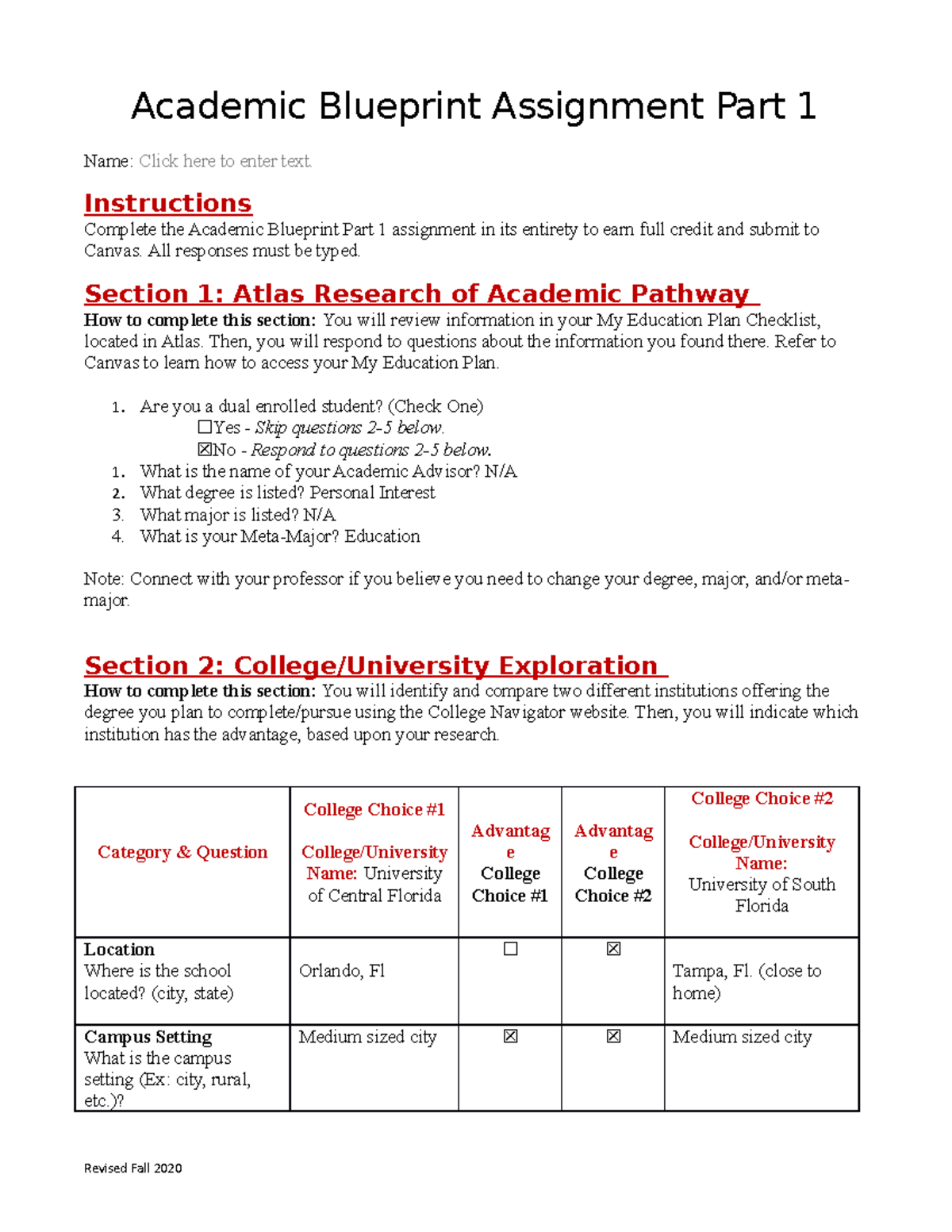 Academic Blueprint Part 1 complete - Academic Blueprint Assignment Part ...