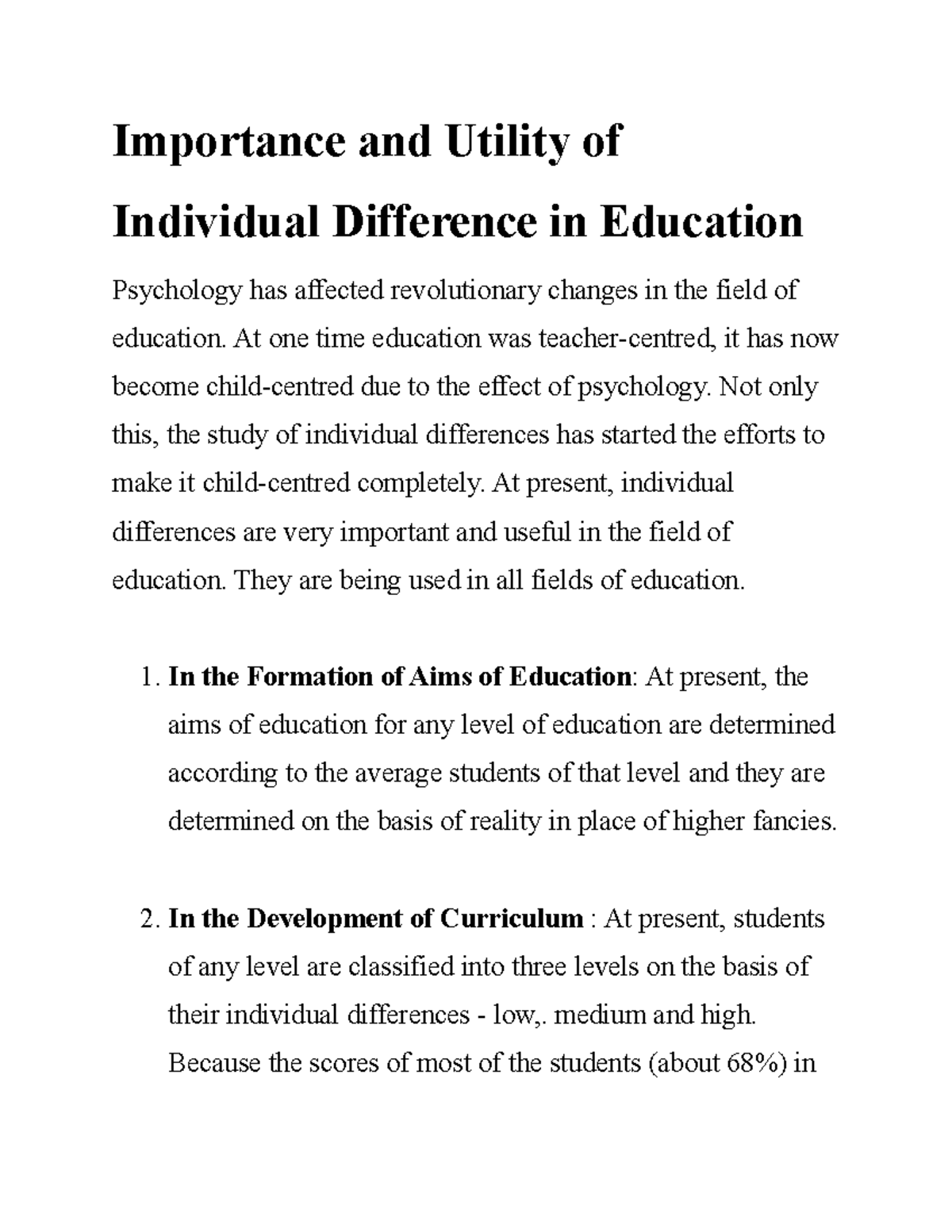 importance-and-utility-of-individual-difference-in-education