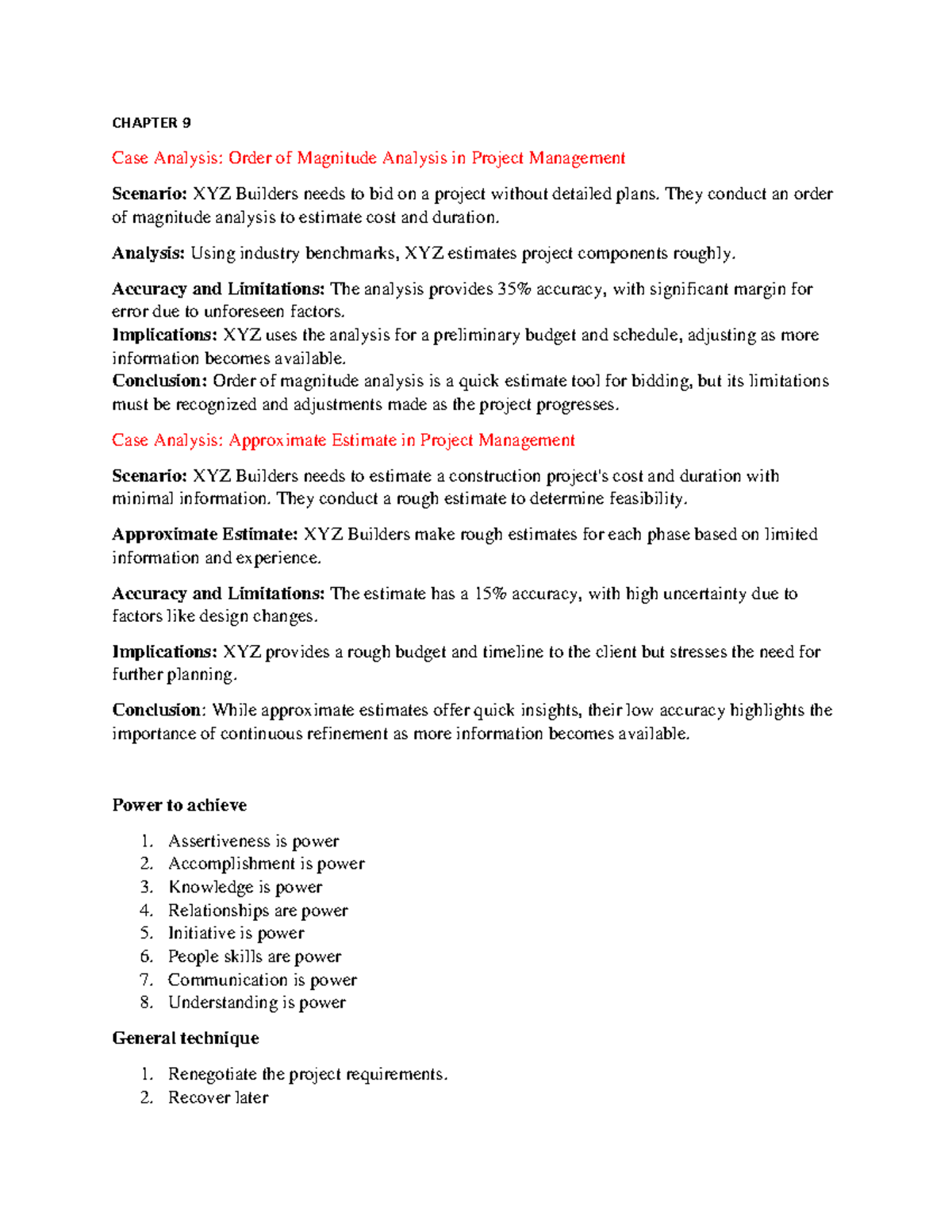 Chapter 9 Reviewer - CHAPTER 9 Case Analysis: Order of Magnitude ...