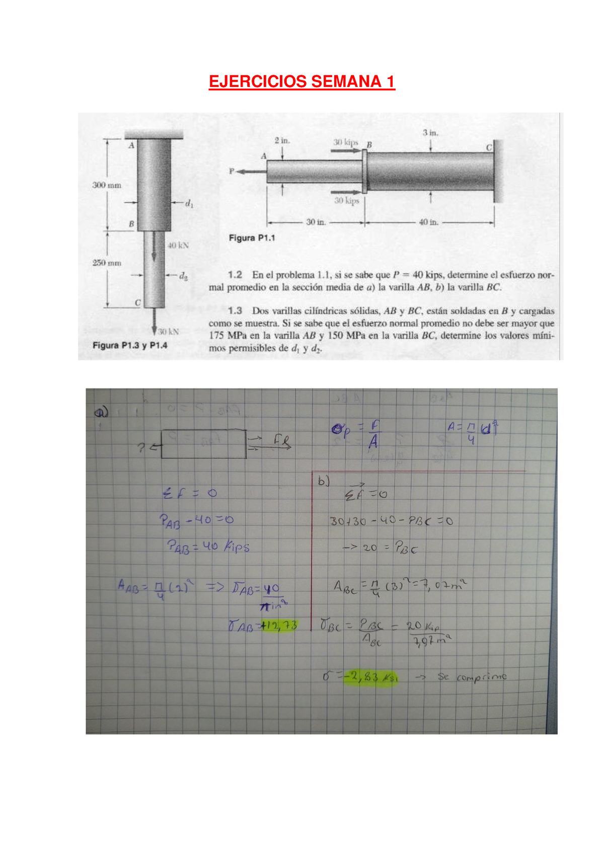 Ejercicios Semana 1 - Elasticidad Y Resistencia De Materiales ...