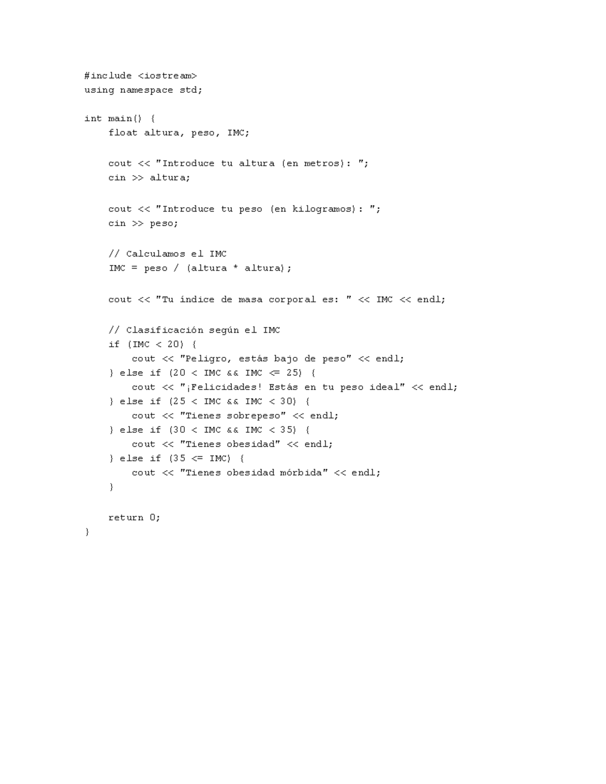 C + - Actividad 5 - #include using namespace std; int main() { float ...