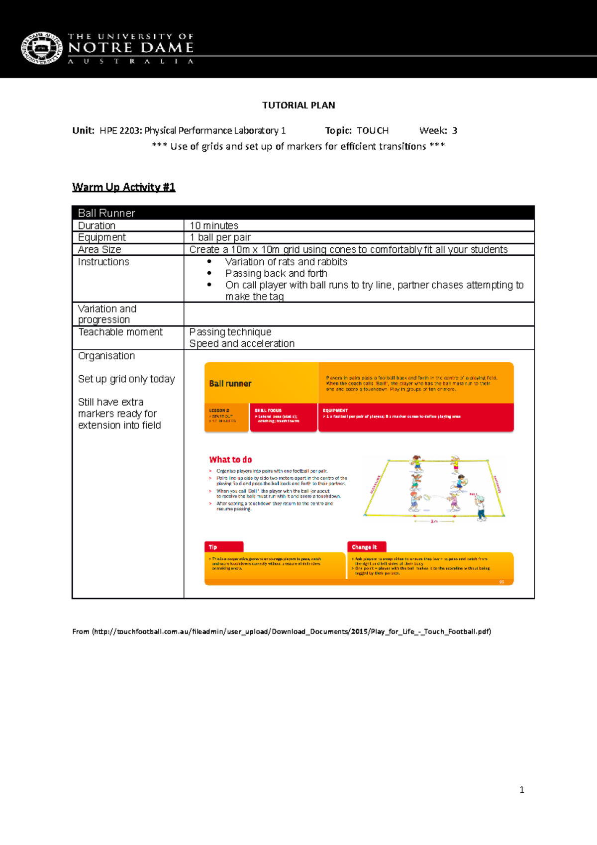 Touch - tutorial W3 - TUTORIAL PLAN Unit: HPE 2203: Physical ...