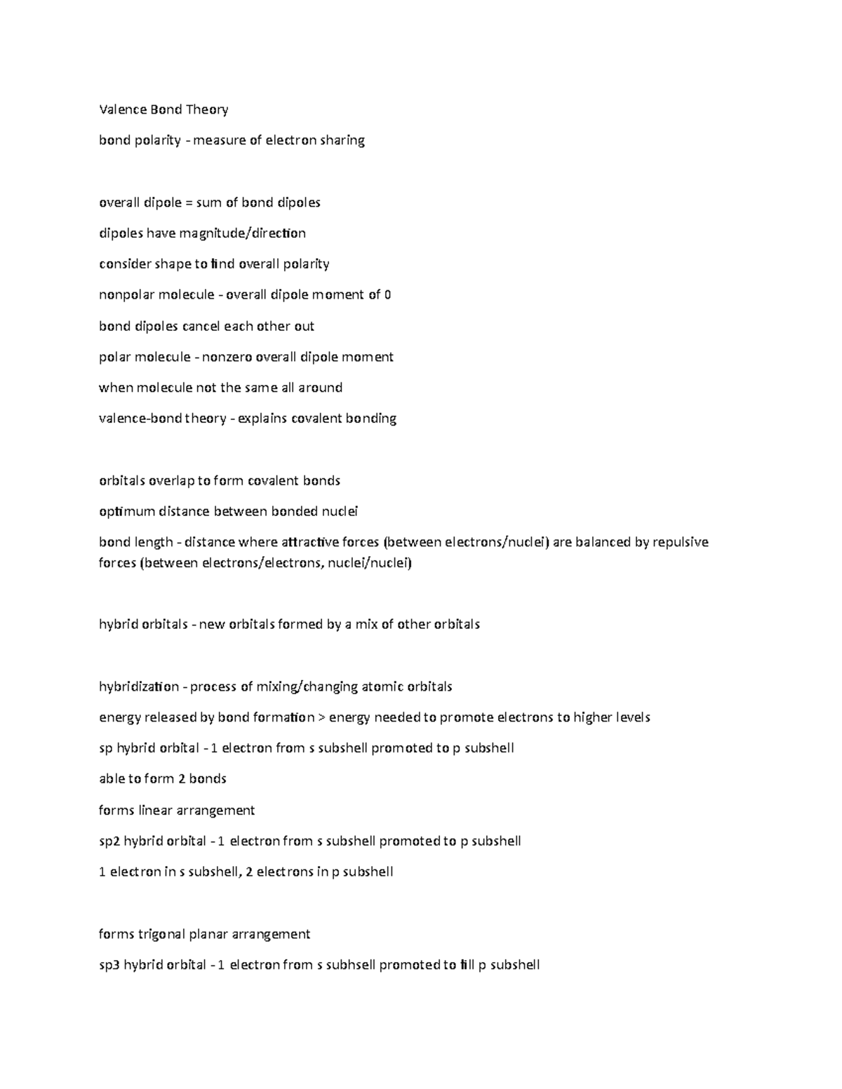 Valence Bond Theory Lecture Notes 24 Valence Bond Theory Bond