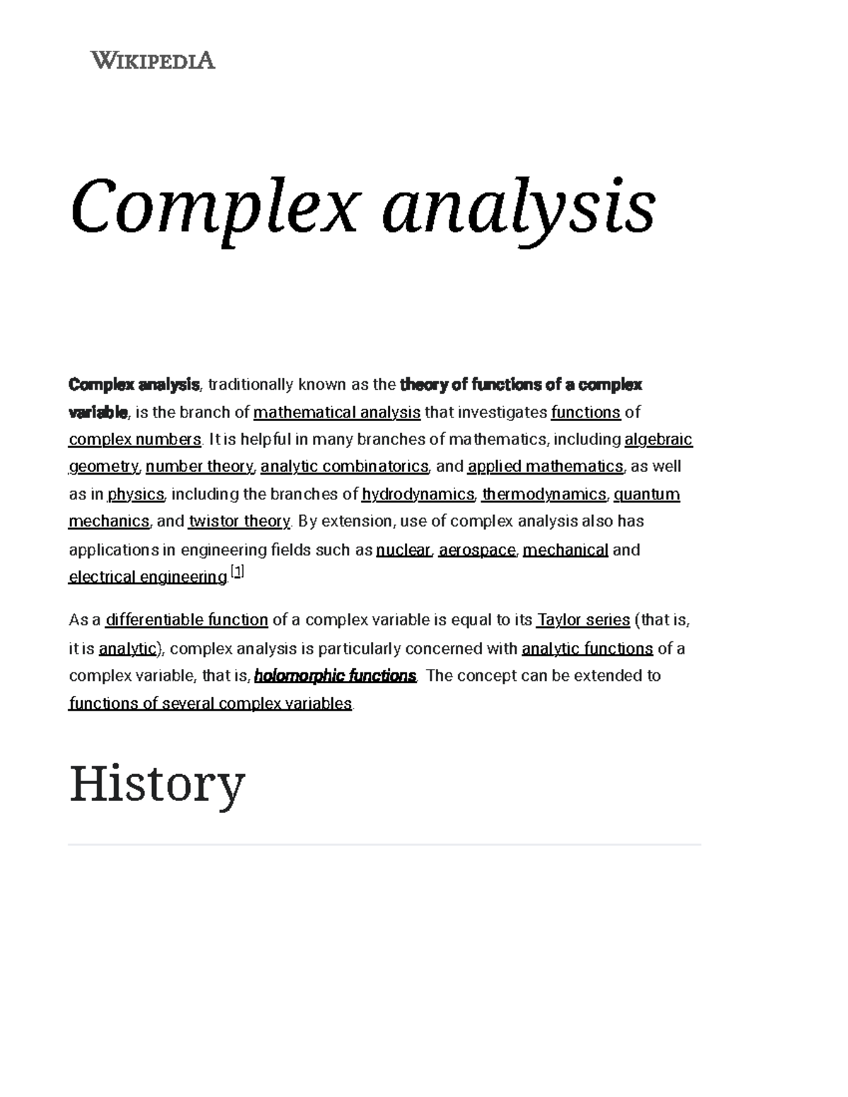 Complex analysis - Wikipedia - Complex analysis Complex analysis ...