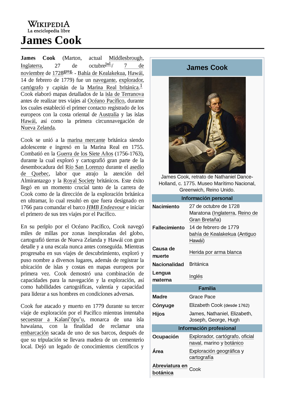 James Cook - ushjajhJBSADIA - James Cook James Cook, retrato de