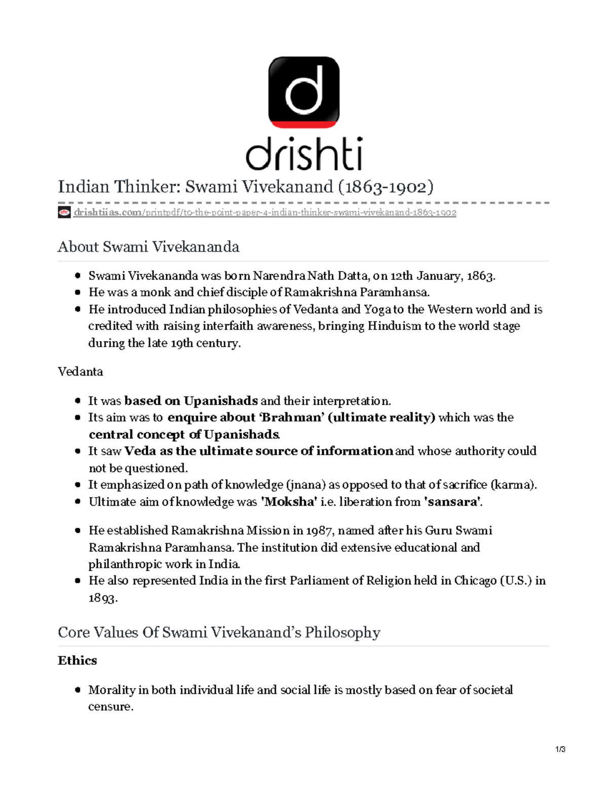 1593981599 to the point paper 4 indian thinker swami vivekanand 1863 ...