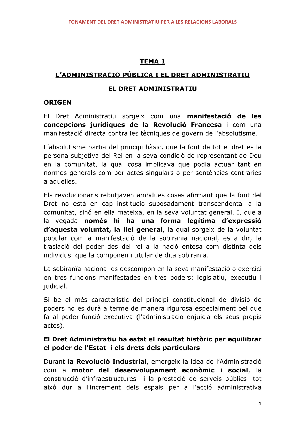 Tema 1 El Dret Administratiu - CAT - TEMA 1 L’ADMINISTRACIO PÚBLICA I ...