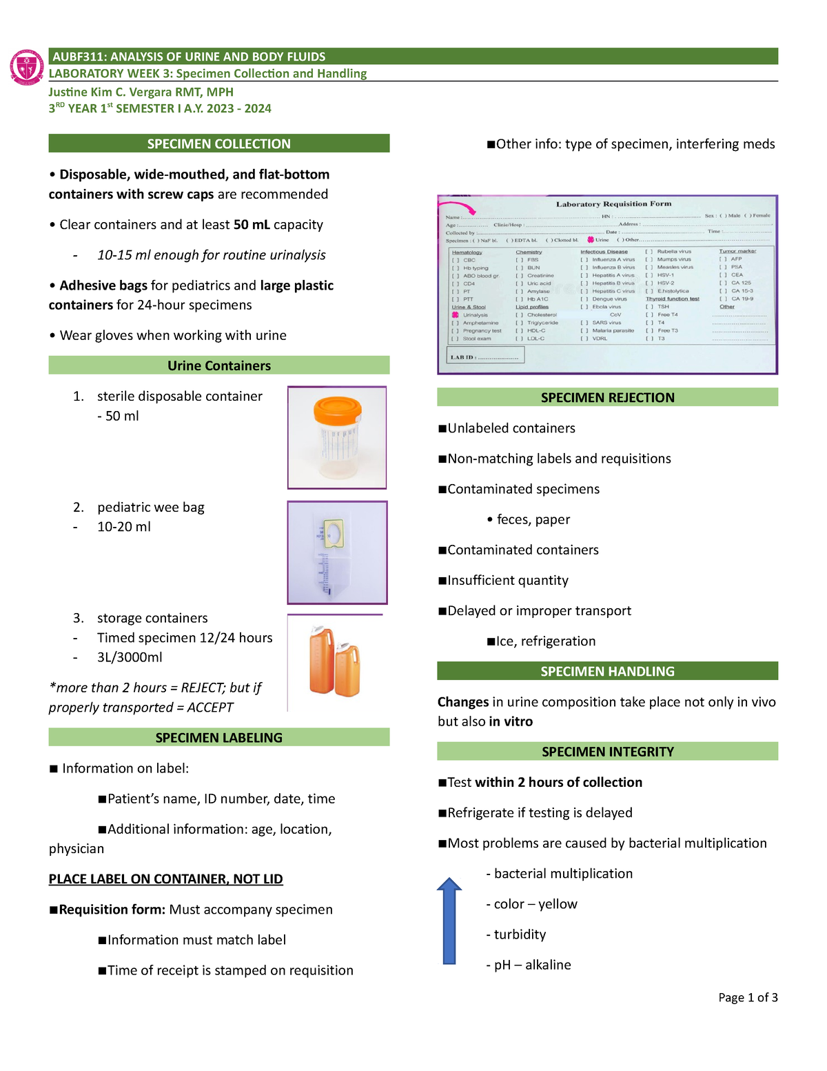 Aubf-lab-week-3 - Laboratory Discussion In Aubf - AUBF311: ANALYSIS OF ...