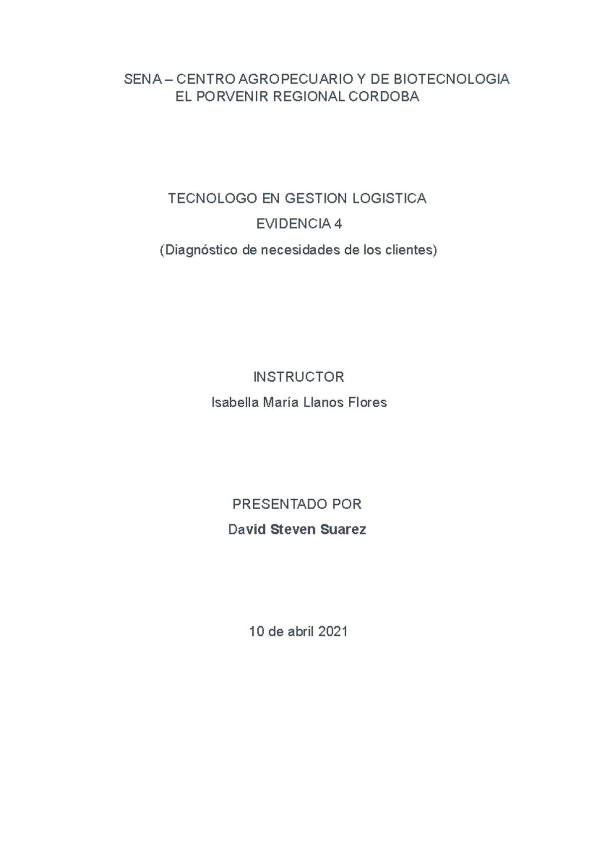 Evidencia 4 Diagnóstico de necesidades de los clientes - SENA – CENTRO ...