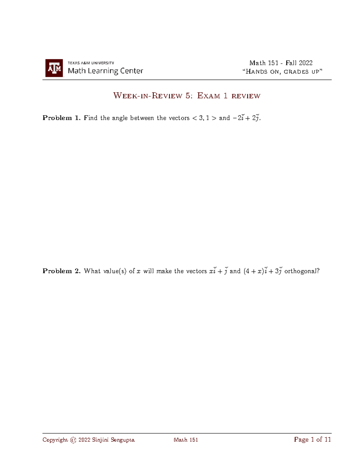 WIR 22C M151 H5 Review Sheet Math 151 Fall 2022 “Hands on, grades