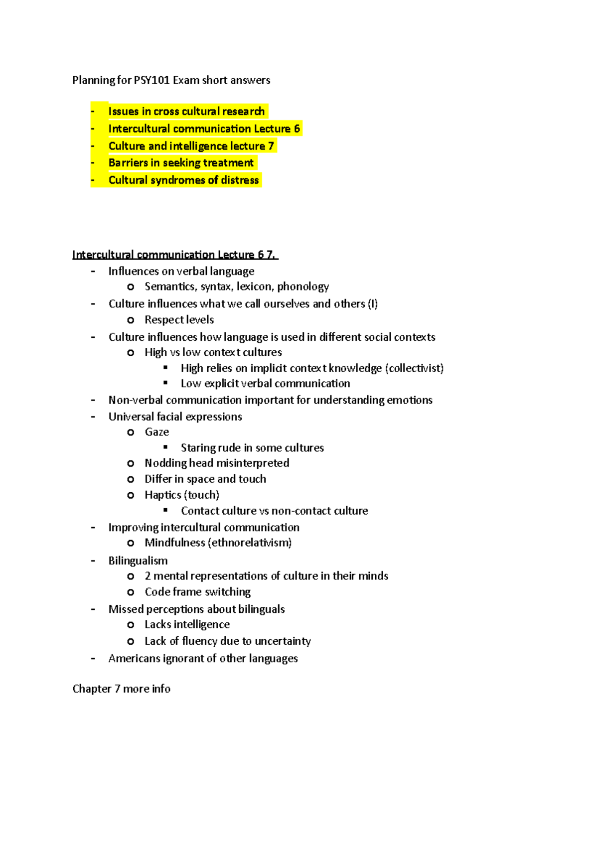 PSY101 Exam Notes - Planning For PSY101 Exam Short Answers Issues In ...