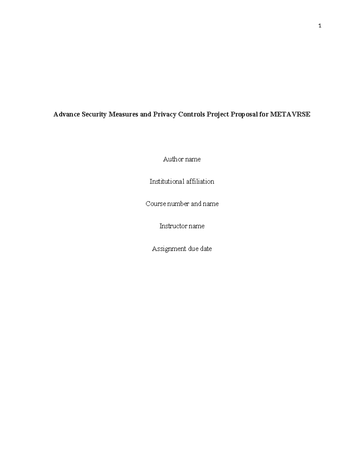 Advance Security Measures and Privacy Controls Project Proposal for ...