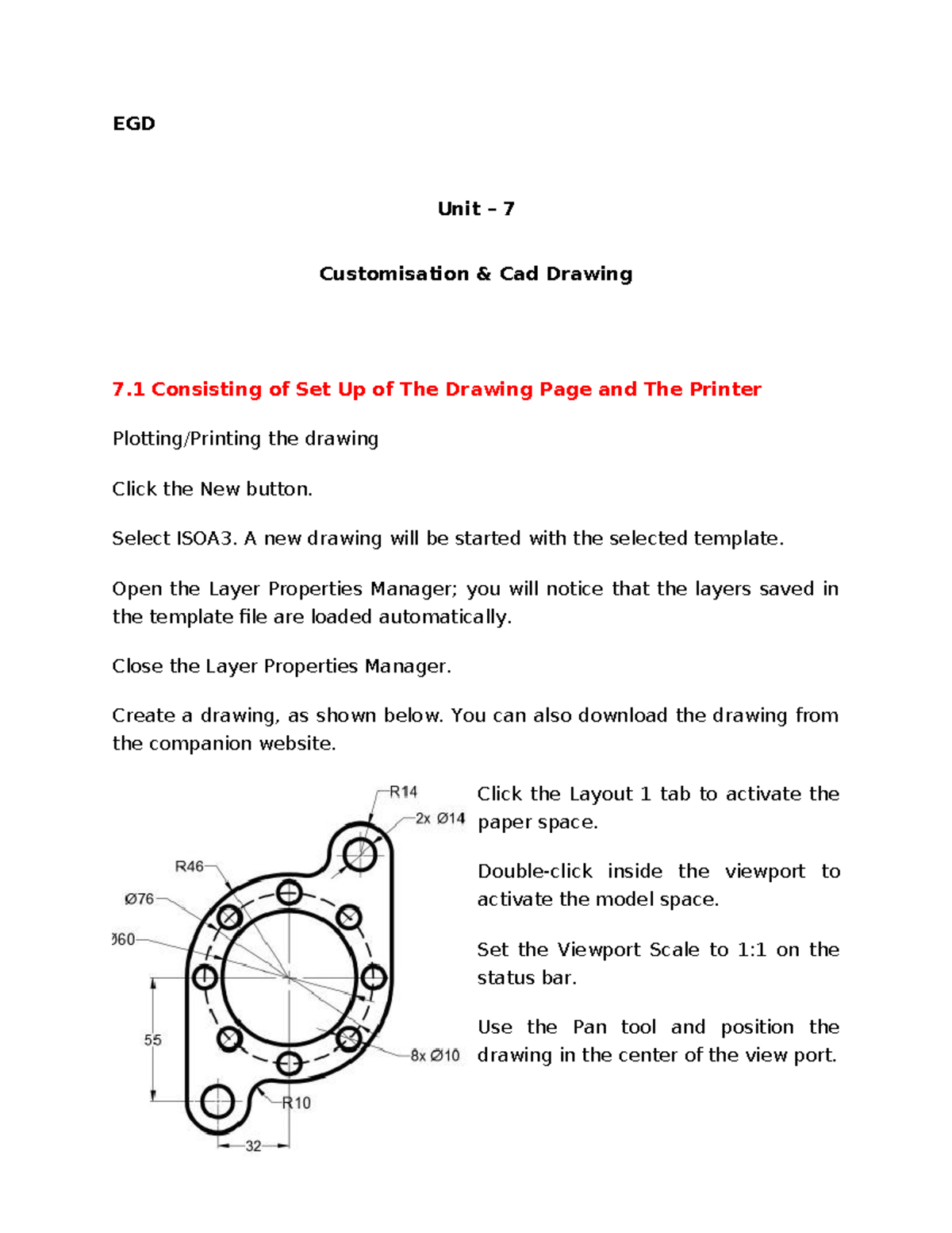 EGD 7 - CUSTOMISATION& CAD DRAWING CONSISTING OF SET UP OF THE DRAWING ...