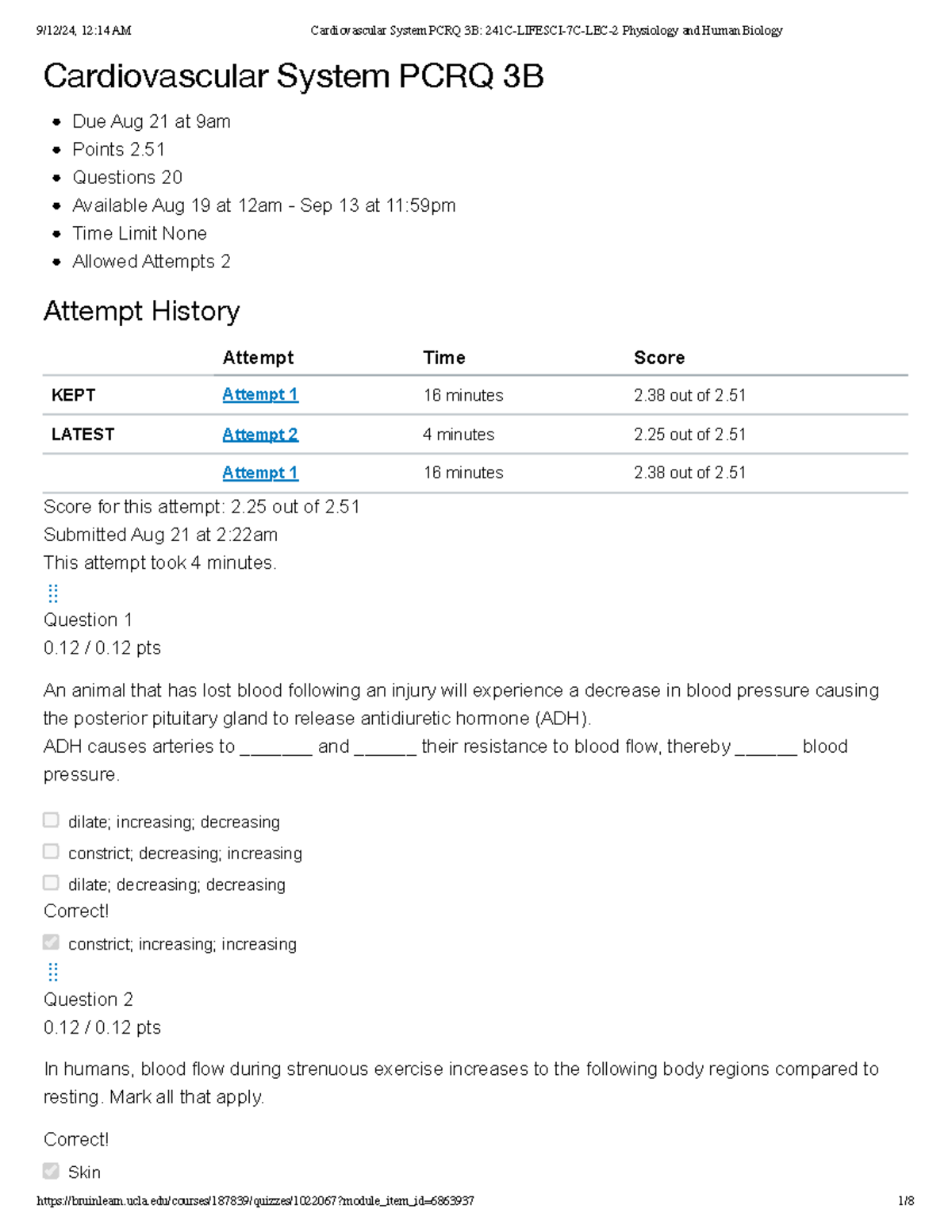 Cardiovascular System PCRQ 3B 241C- Lifesci-7C-LEC-2 Physiology and ...