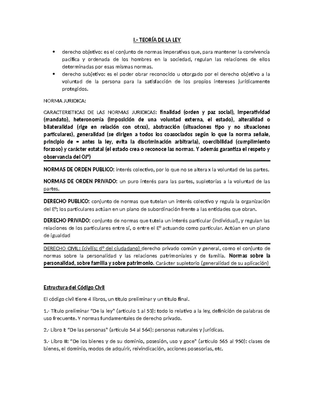 Resumenes Profesor Naranjo TEORIA DE LA LEY - I.- TEORÍA DE LA LEY ...