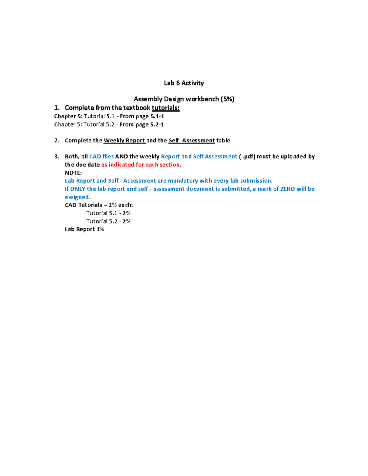 Lab #6 - Study Guide - Lab 6 Activity Assembly Design workbench (5%) 1 ...