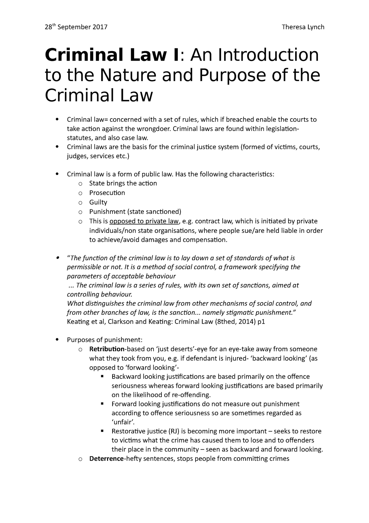 purpose of criminal law essay