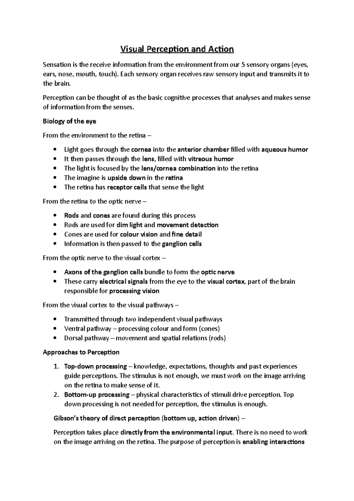 Visual Perception and Action Revision - Visual Perception and Action ...