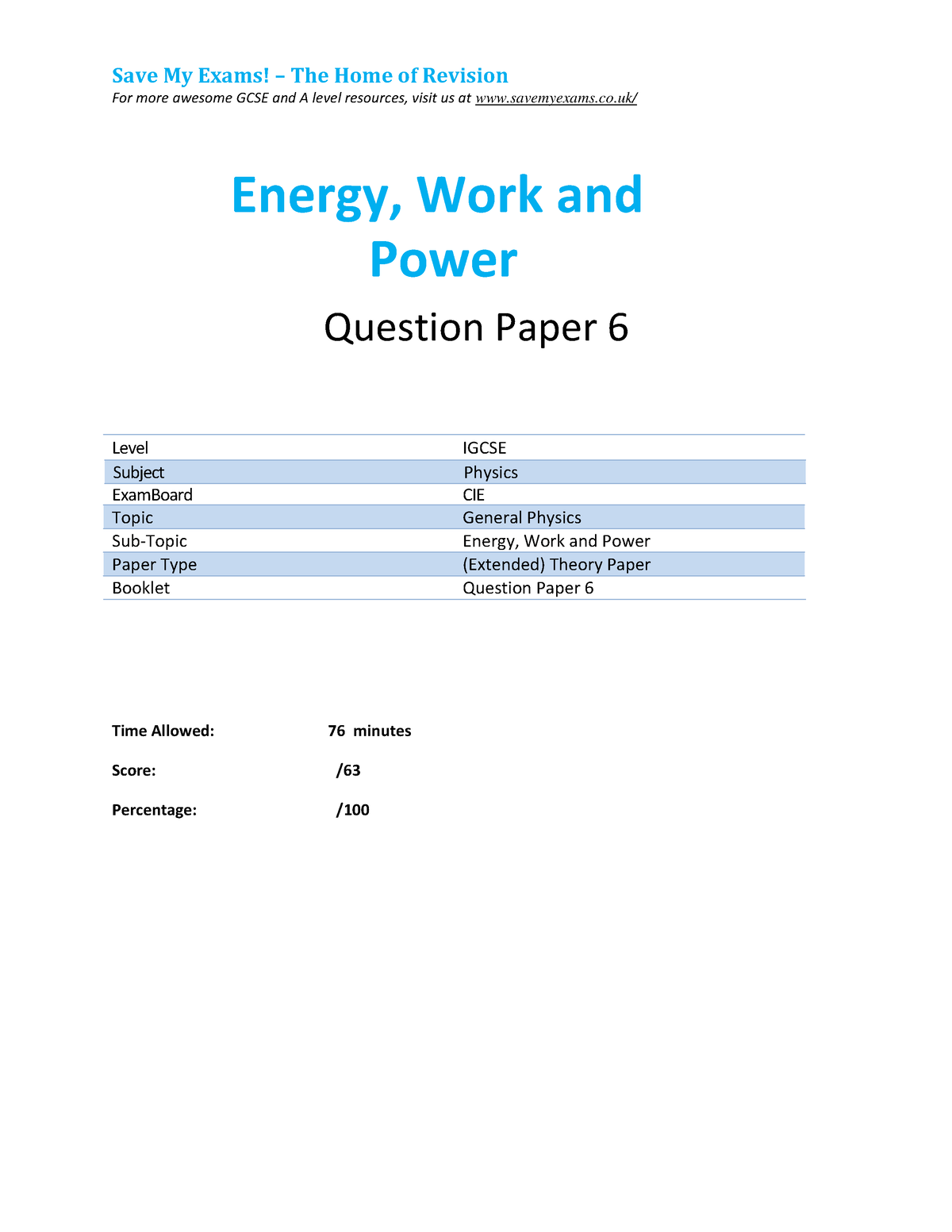 17sheets Of Physics - Save My Exams! – The Home Of Revision For More ...