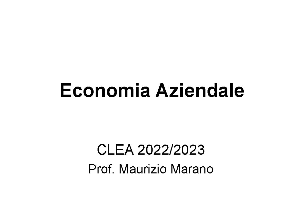 10° IL Bilancio D' Esercizio - Economia Aziendale CLEA 2022/ Prof ...