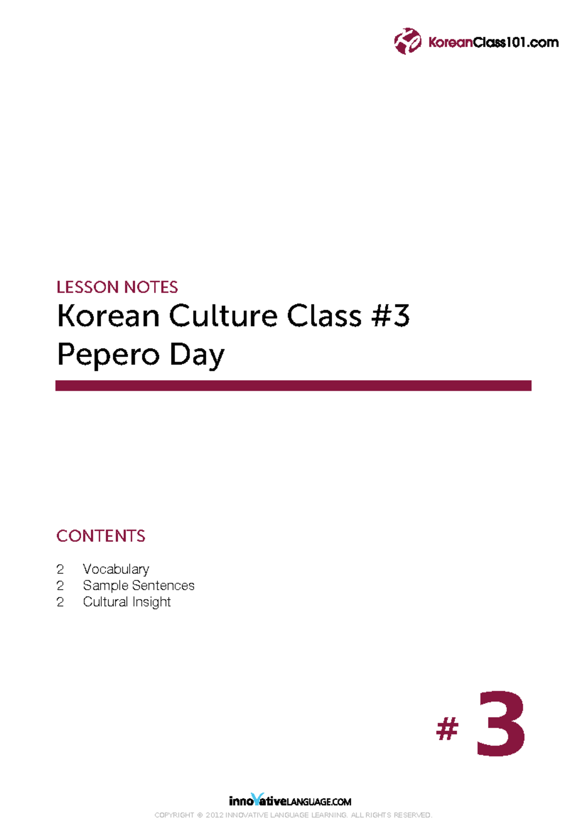 003 KCC L3 111207 kclass 101 - LESSON NOTES Korean Culture Class Pepero ...
