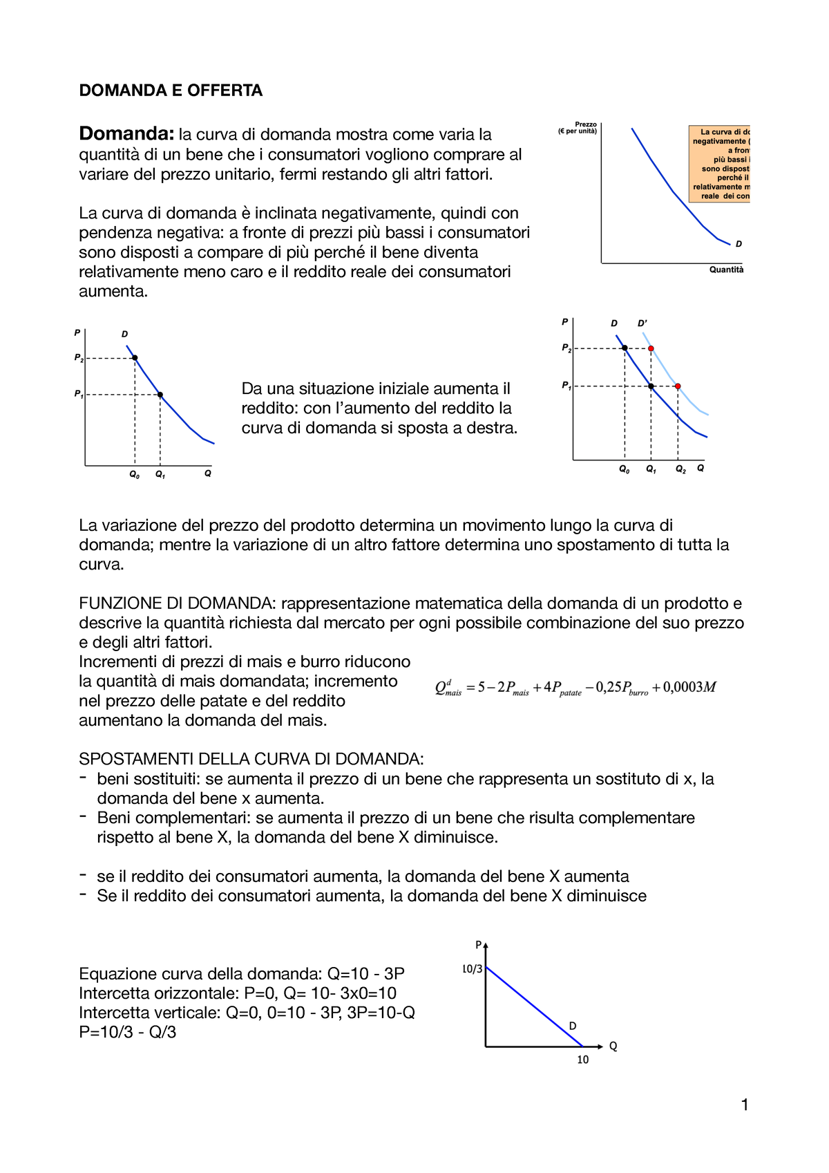 Economia Politica Appunti Su Domanda E Offerta - DOMANDA E OFFERTA ...