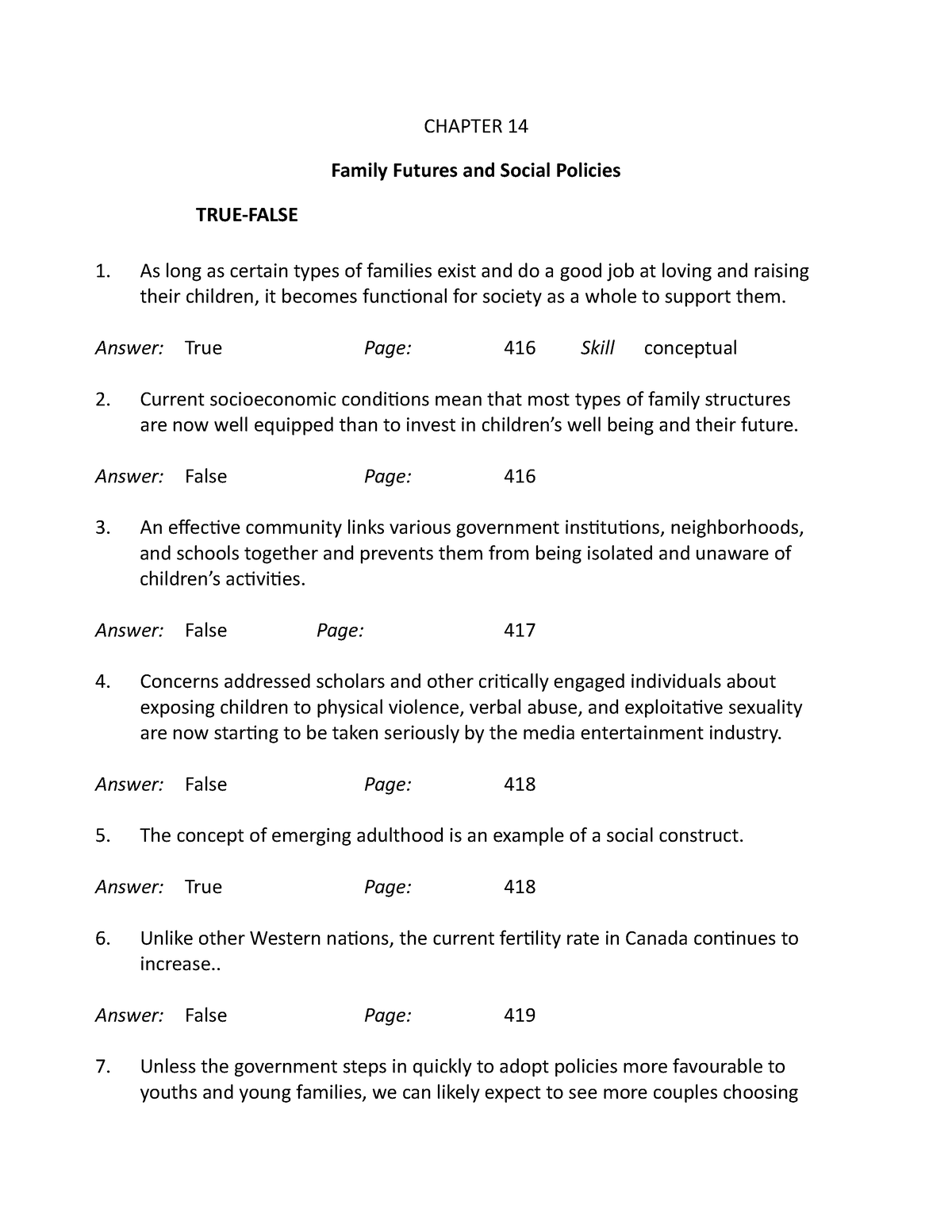 Ch14 Family Futures And Social Policies - CHAPTER 14 Family Futures And ...