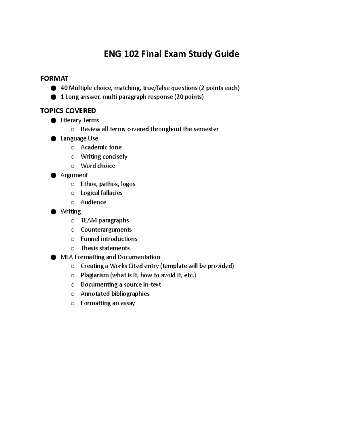 ENG 102 Shell Final Exam Study Guide ADA - ENG 102 Final Exam Study ...