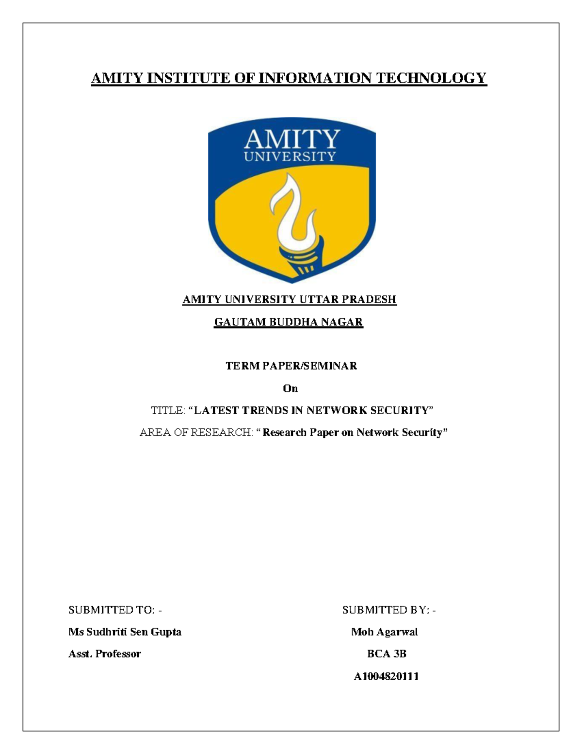 amity university assignment