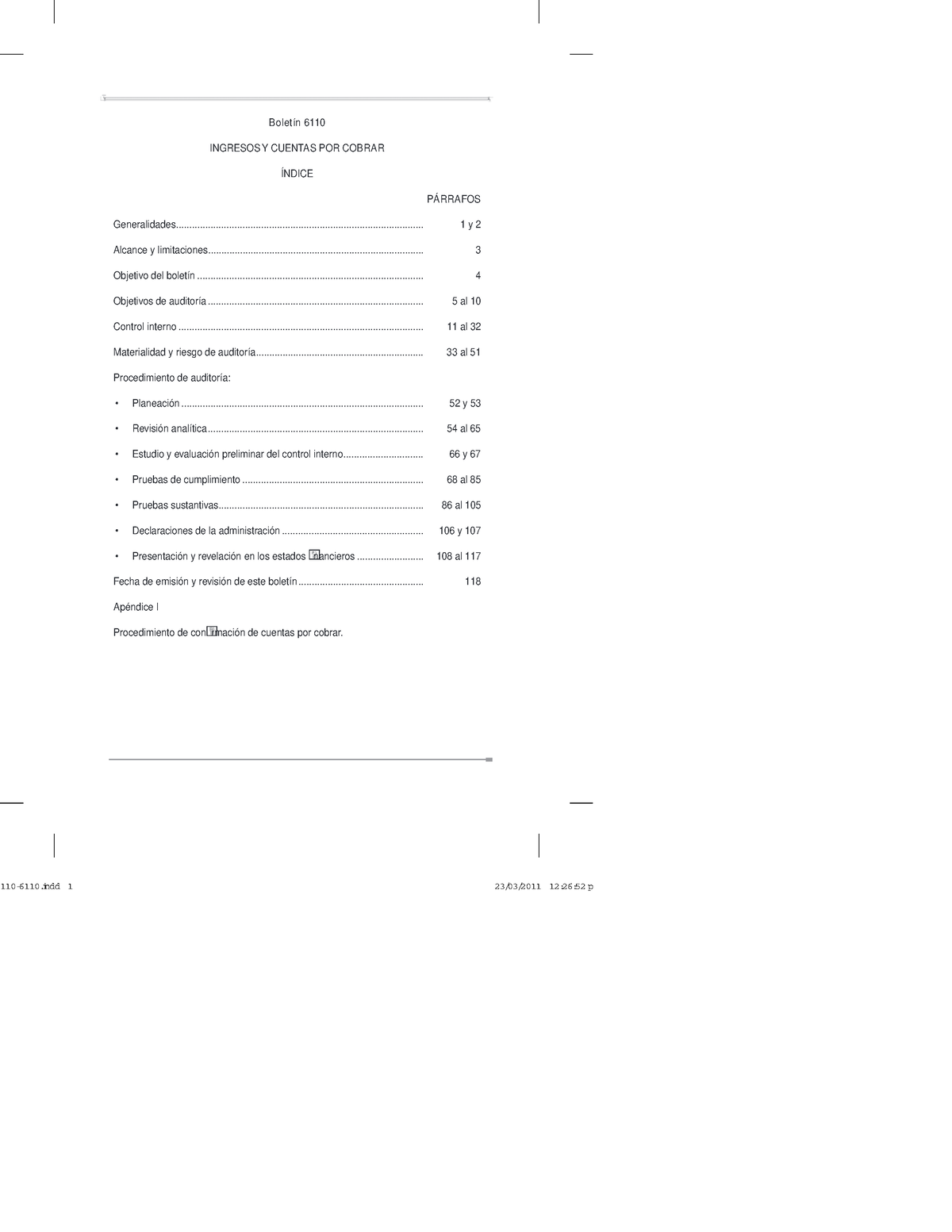 Boletín 6110 Apuntes De La Materia De Auditoría Financiera Boletín 6110 Ingresos Y Cuentas 3635