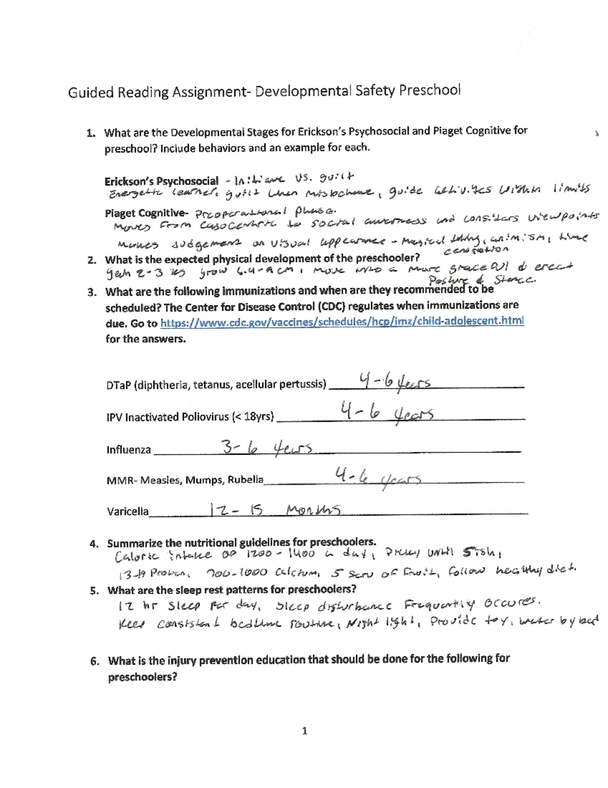 Preschool - assignment - Guided Reading Developmental Safety Preschool ...