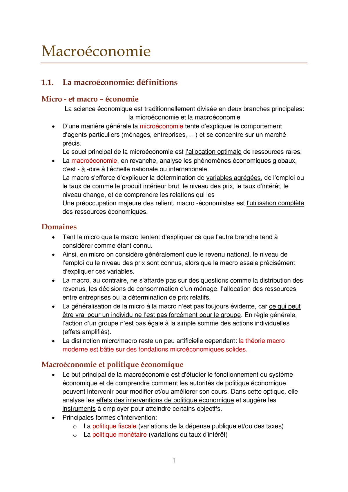 Macroéconomie - Cours - Macroéconomie 1. La Macroéconomie: Définitions ...