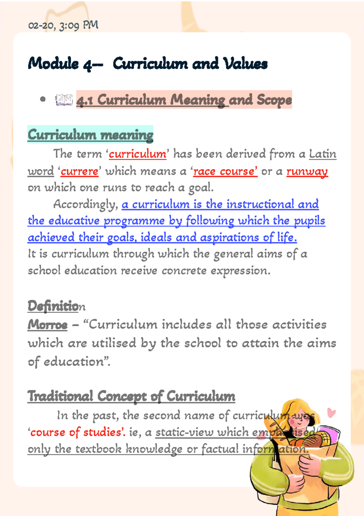 Curriculum meaning and definition Module 4 Curriculum and Values 4