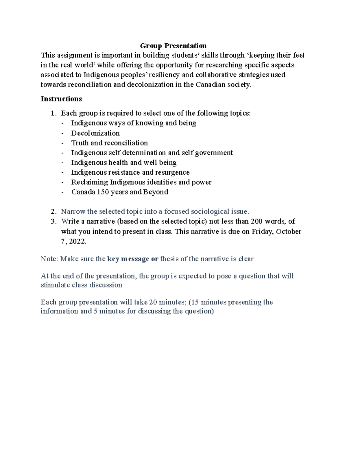 Preparation of Group presentation - Group Presentation This assignment ...