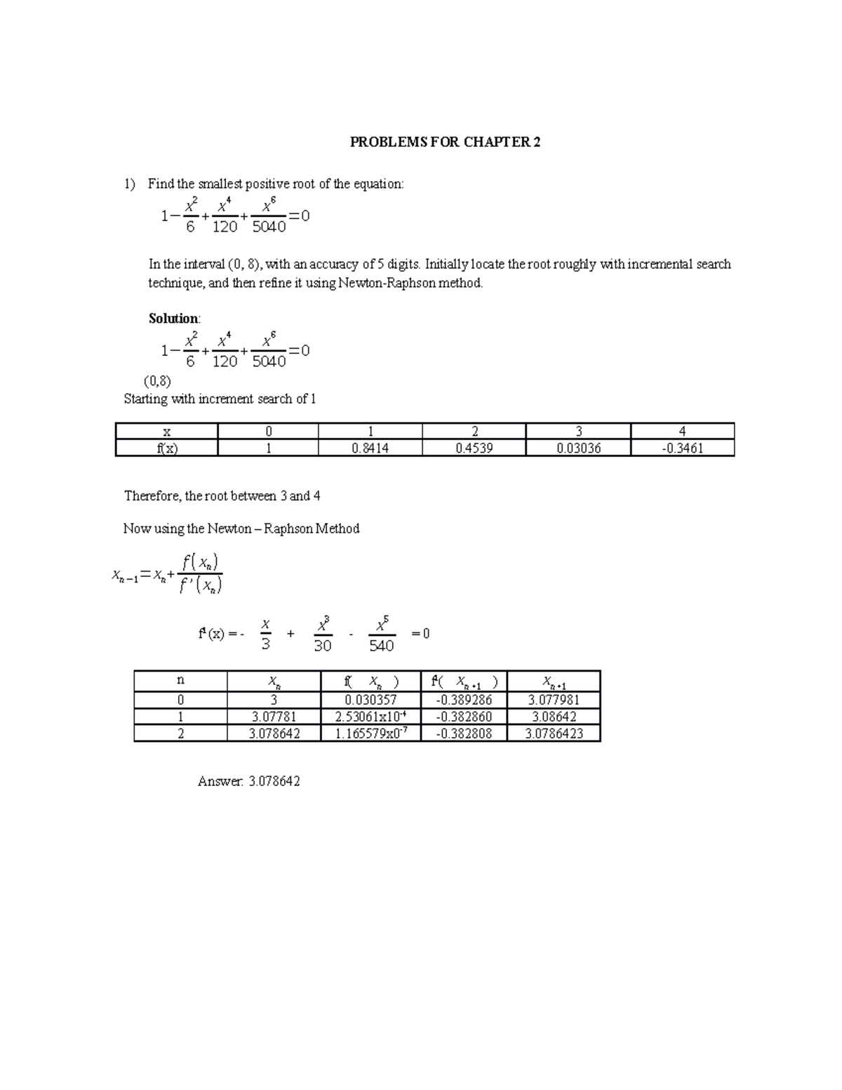 Tutorial 2 Chapter 2 - PROBLEMS FOR CHAPTER 2 Find the smallest ...