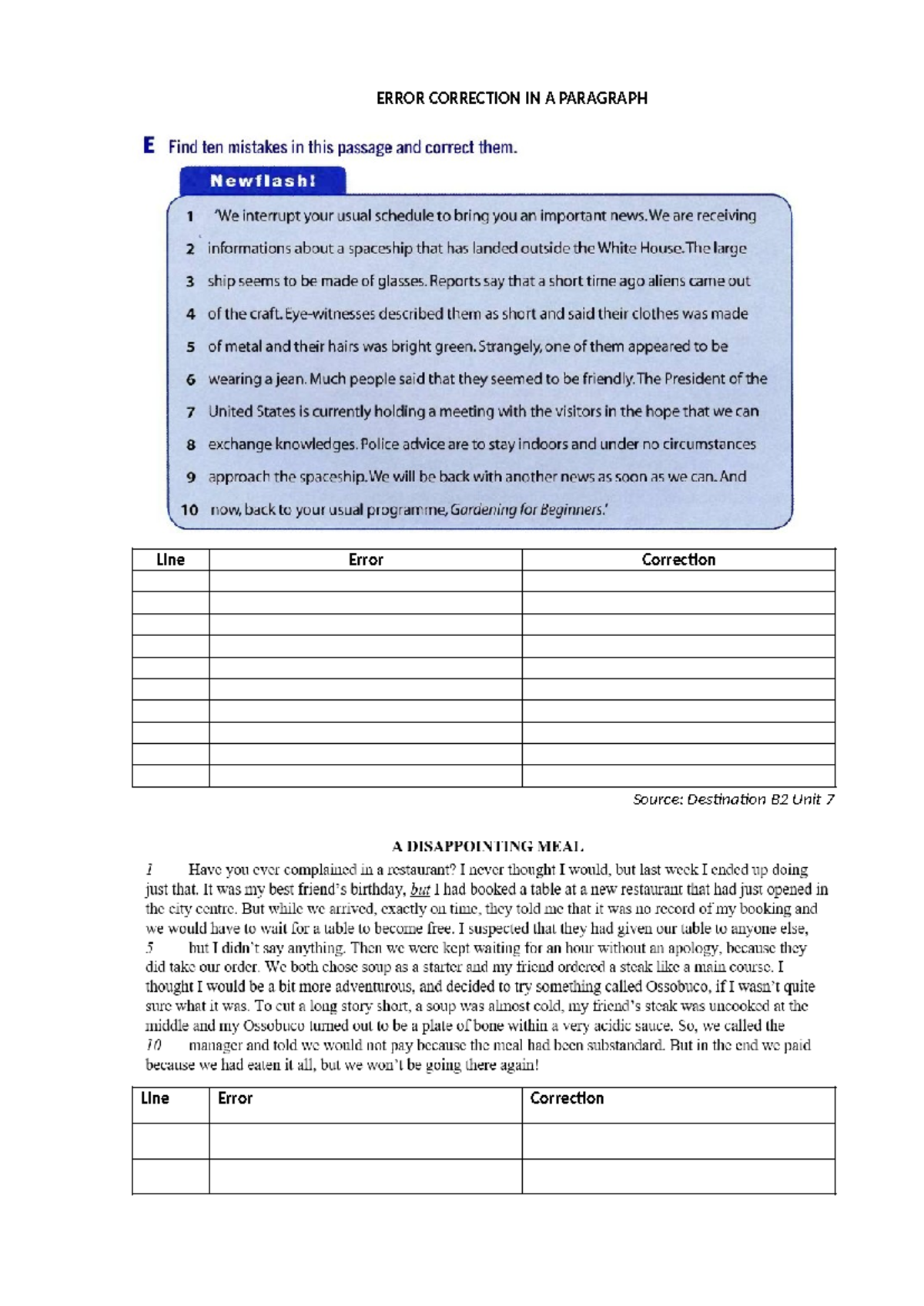 Error Correction IN A Paragraph - English for Business - ERROR ...